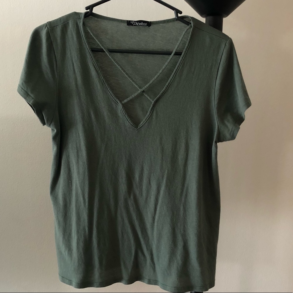 Cross over front tee shirt